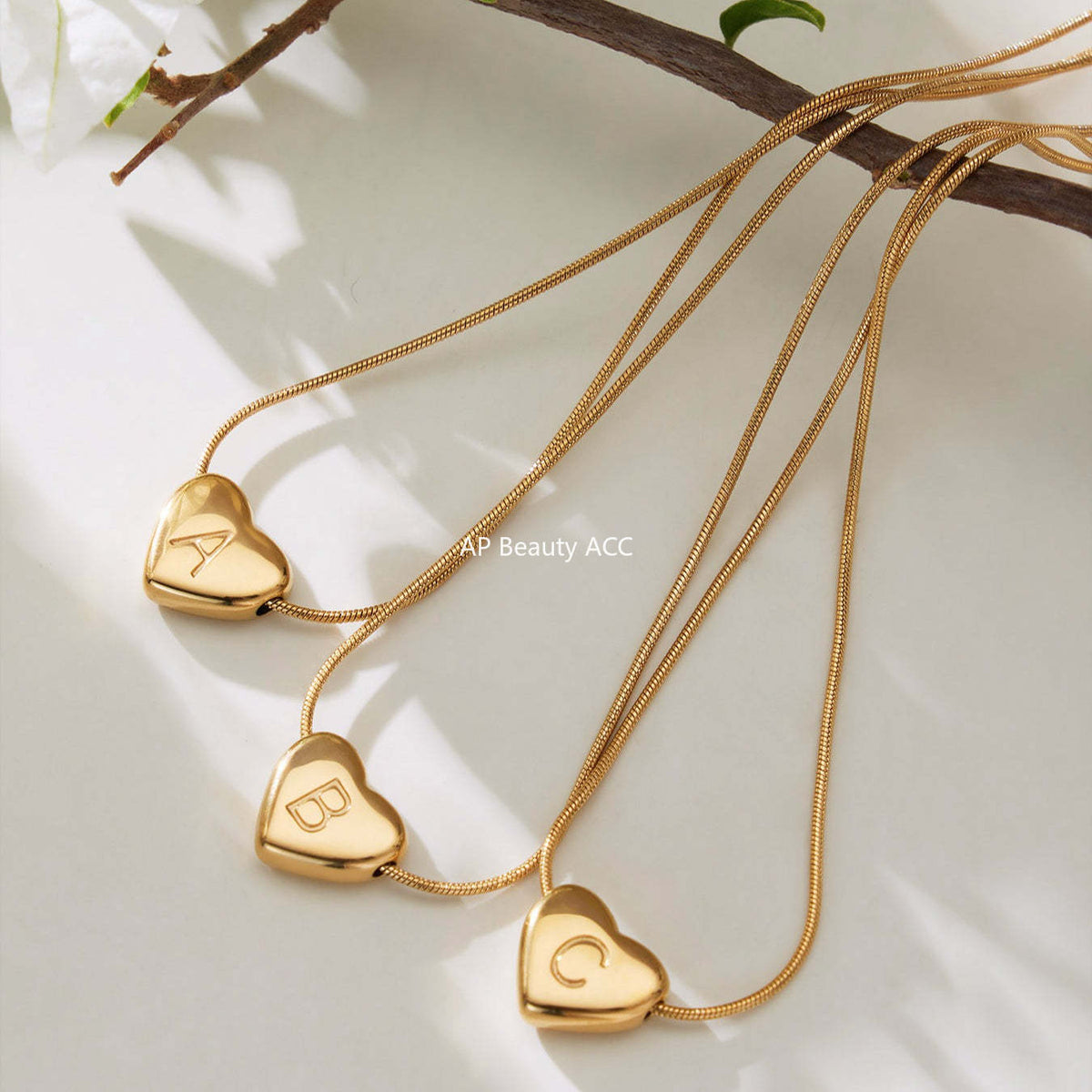 D관 - 스테인리스 스틸 18K 도금 알파벳 하트 펜던트 목걸이 [RP020] 25.12-1