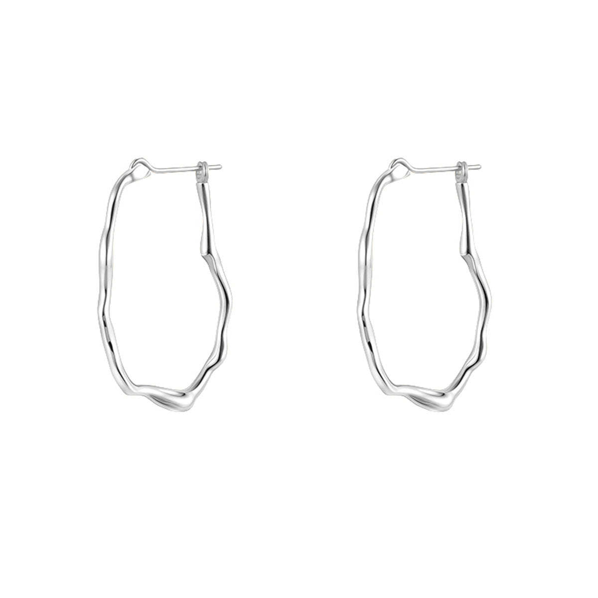 A관 - 불규칙 디자인 925 은침 원형 링 귀걸이 [EH-3790] 25.09-1
