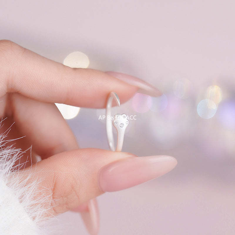 B관 - 999 실버 고양이 발 디자인 오픈형 반지 [YC3624R_1] 25.10-4