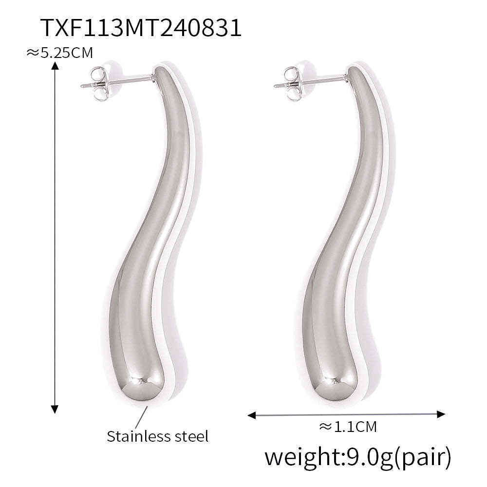 D관 - 미니멀 드롭 펜던트 트렌디 스테인리스 스틸 목걸이 귀걸이 [TXF113-TXP113-P873] 24.09-1