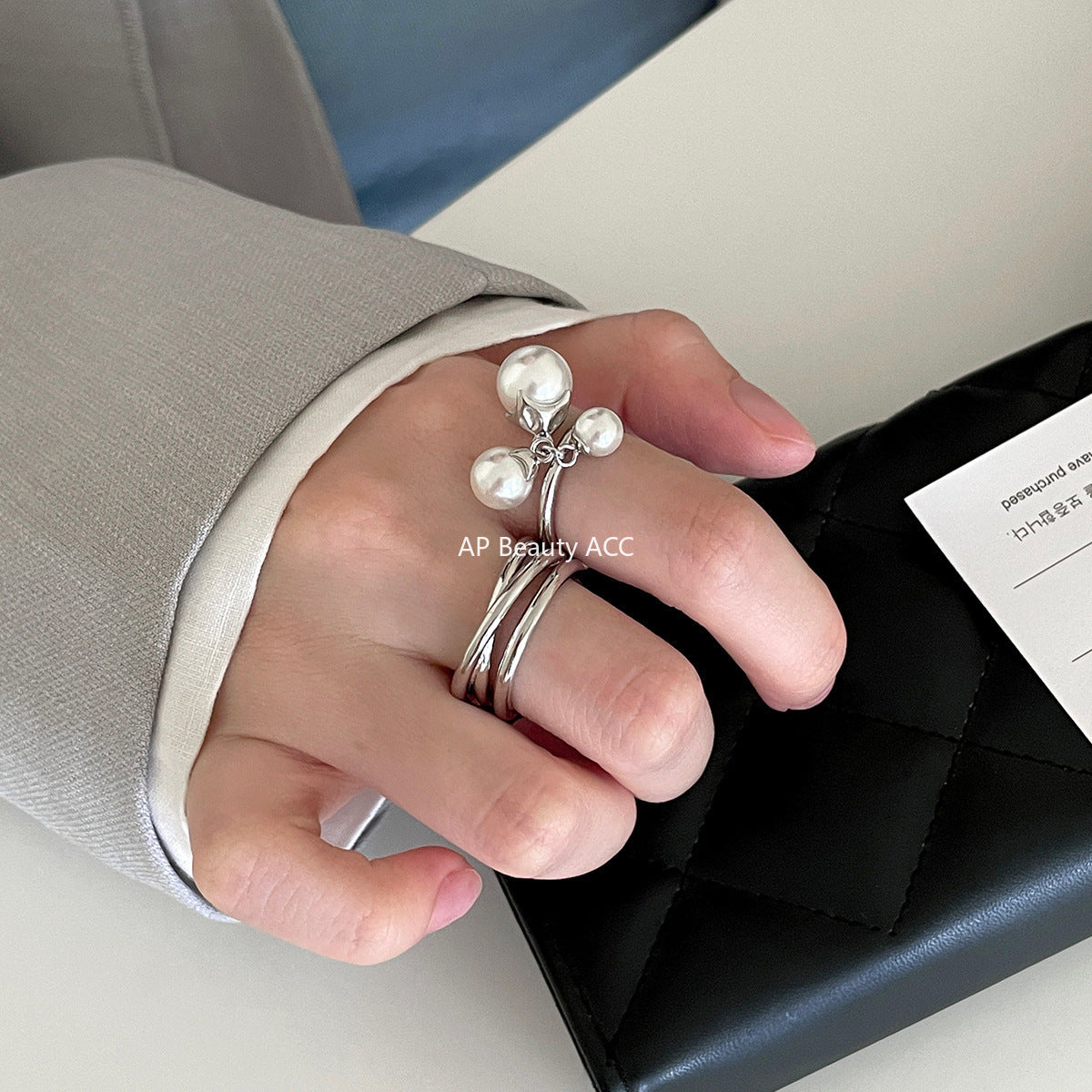 A관 - 925 실버 진주 레이어 반지 [JZ-0707] 25.10-3