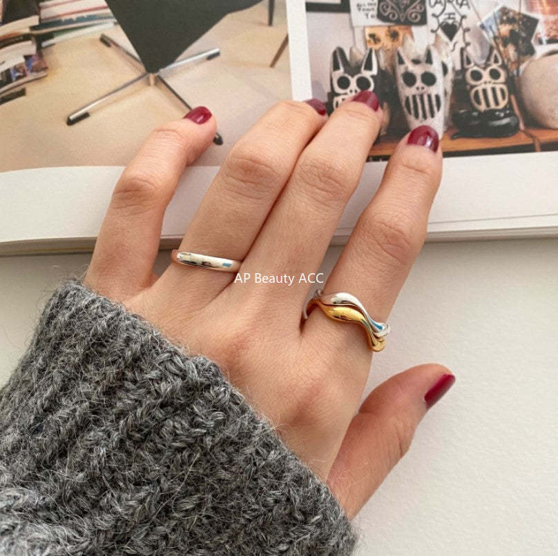 F관 - 925 실버 웨이브 곡선 오픈 반지 [J1174] 25.12-1