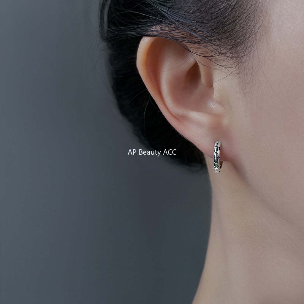 C관 - 블루 큐빅 별 디자인 백금 도금 링 귀걸이 [6946] 25.10-4