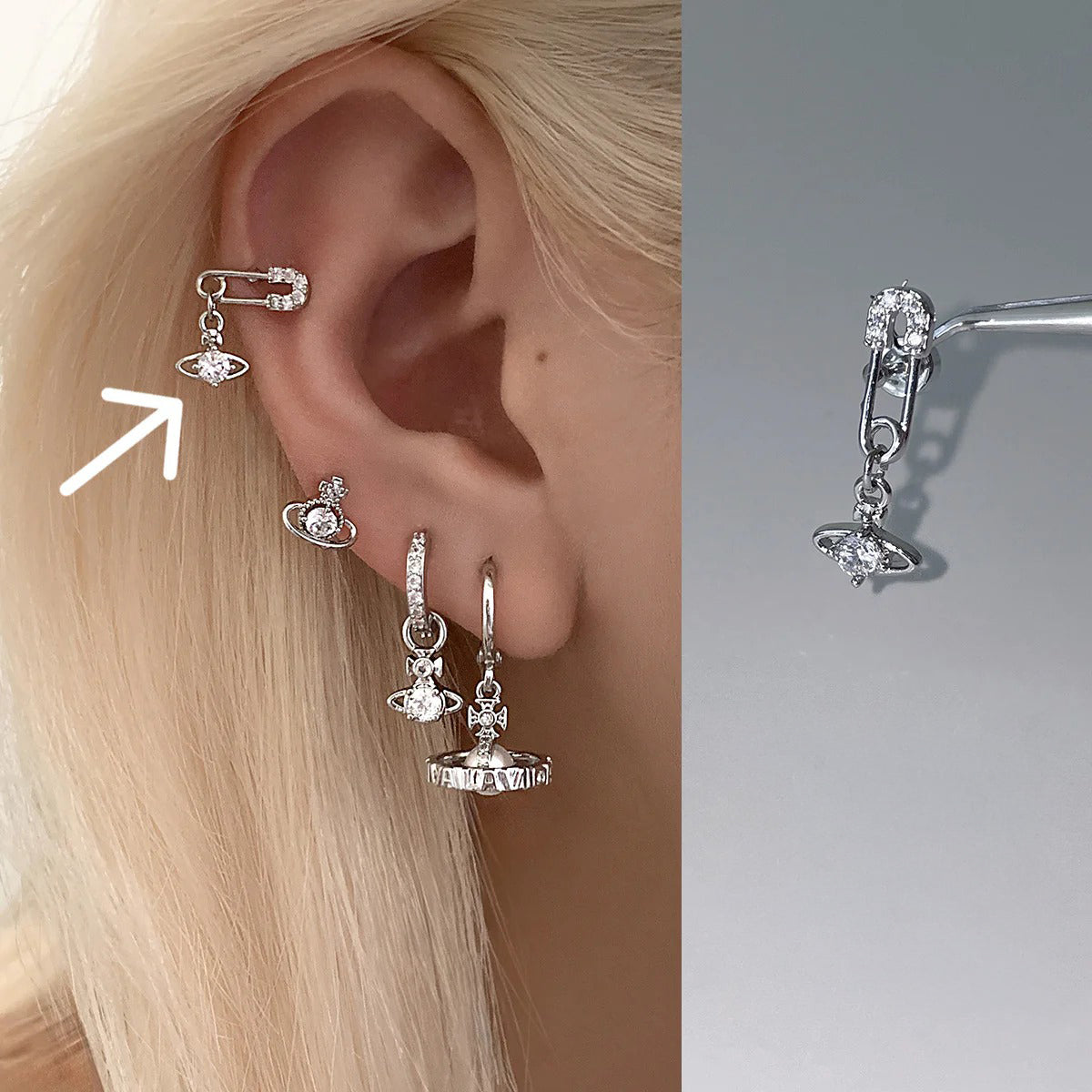 A관 - 큐빅 행성 티타늄 스틸 피어싱 귀걸이 [EH-4347] 25.12-1