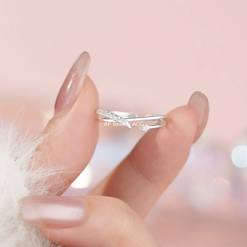 B관 - 925 실버 큐빅 크로스 레이어 반지 [YC5308R_1] 25.12-3