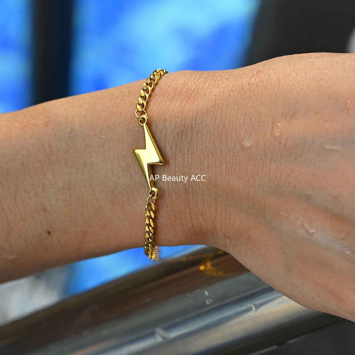 G관 - 스테인리스 스틸 번개 모양 펜던트 체인 팔찌 [BR-2620] 25.11-1