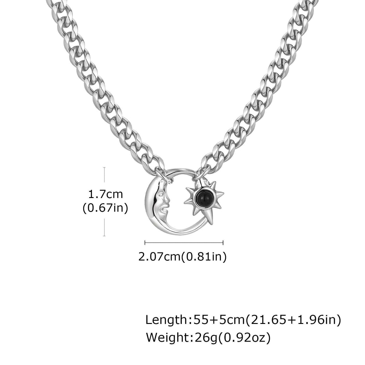 G관 - 달 태양 오팔 펜던트 스테인리스 스틸 목걸이 [NC-2407] 25.12-2