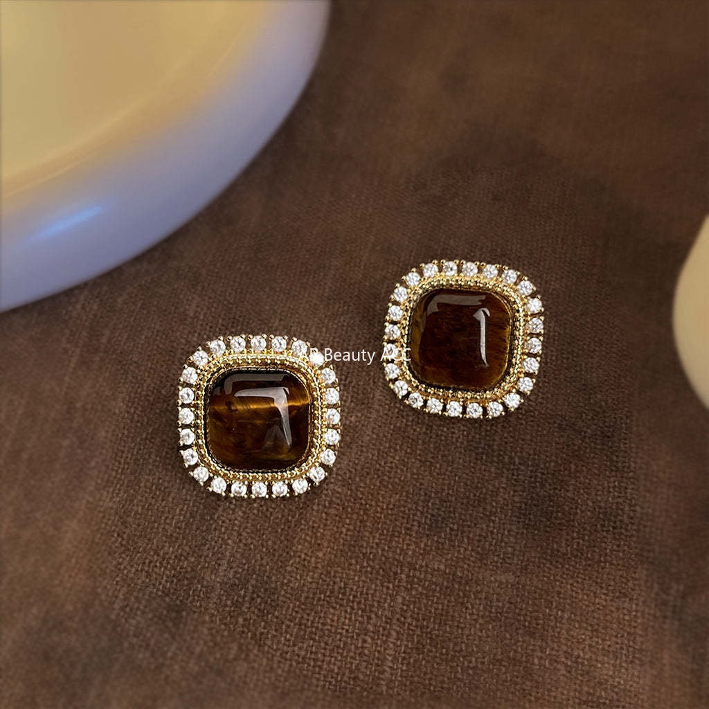 C관 - 925 은침 큐빅 호안석 사각형 귀걸이 [6850] 25.09-4