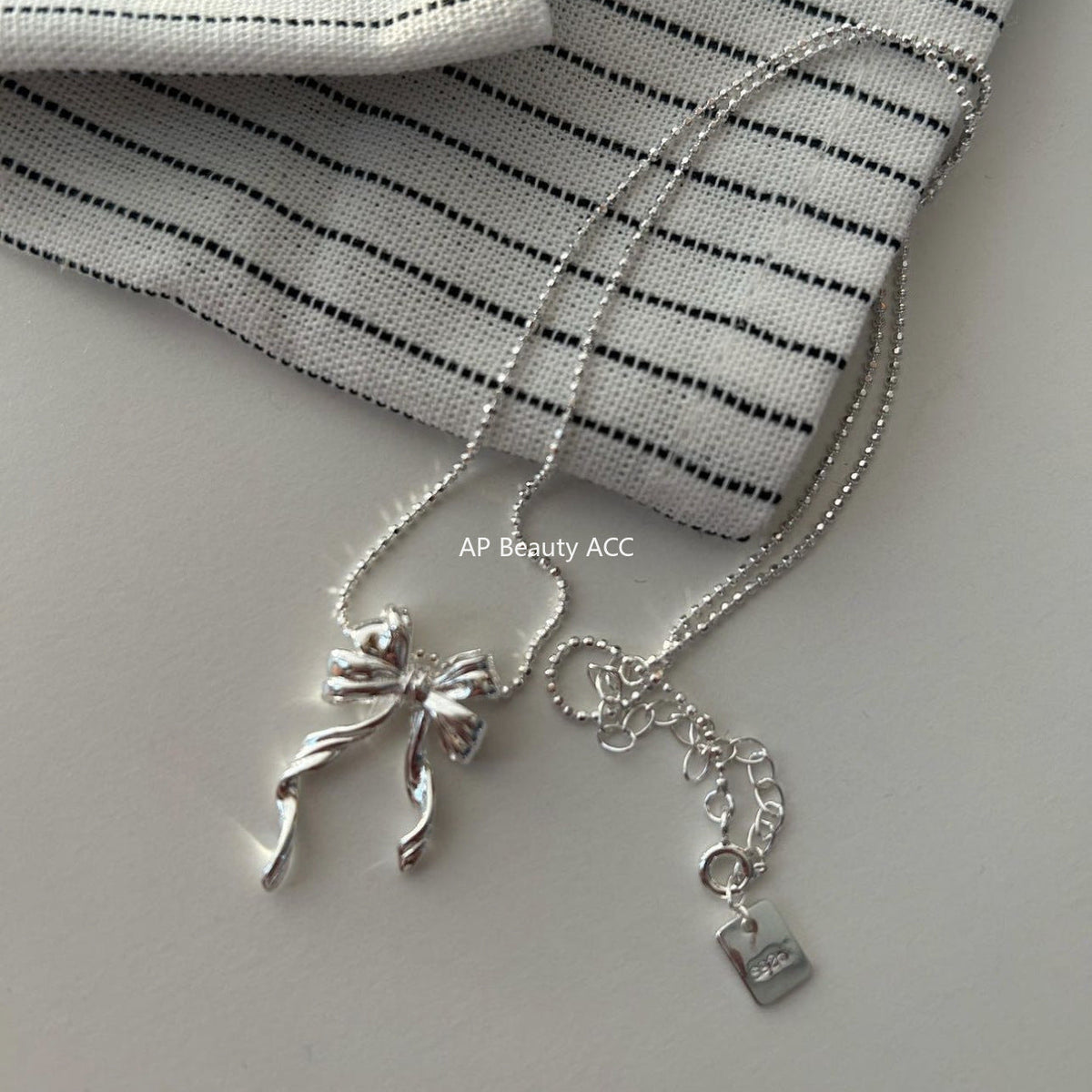 F관 - 925 실버 리본 펜던트 목걸이 [B1238] 25.10-3