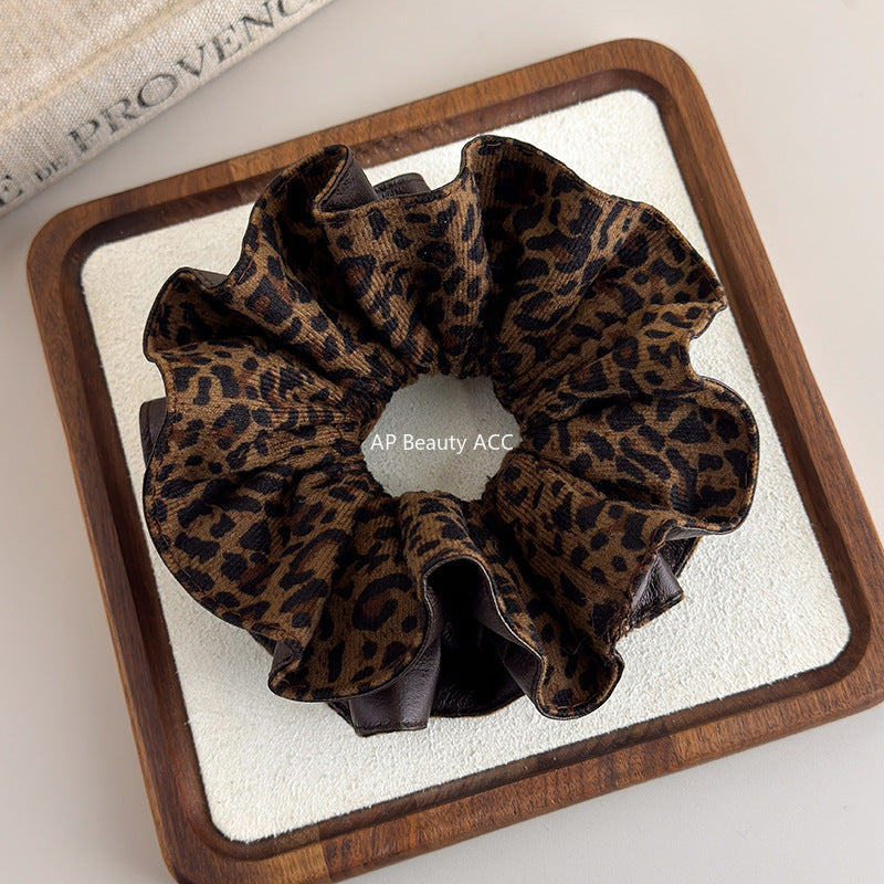 E관 - PU가죽 호피 패턴 양면 곱창 헤어밴드 [27666] 25.11-2