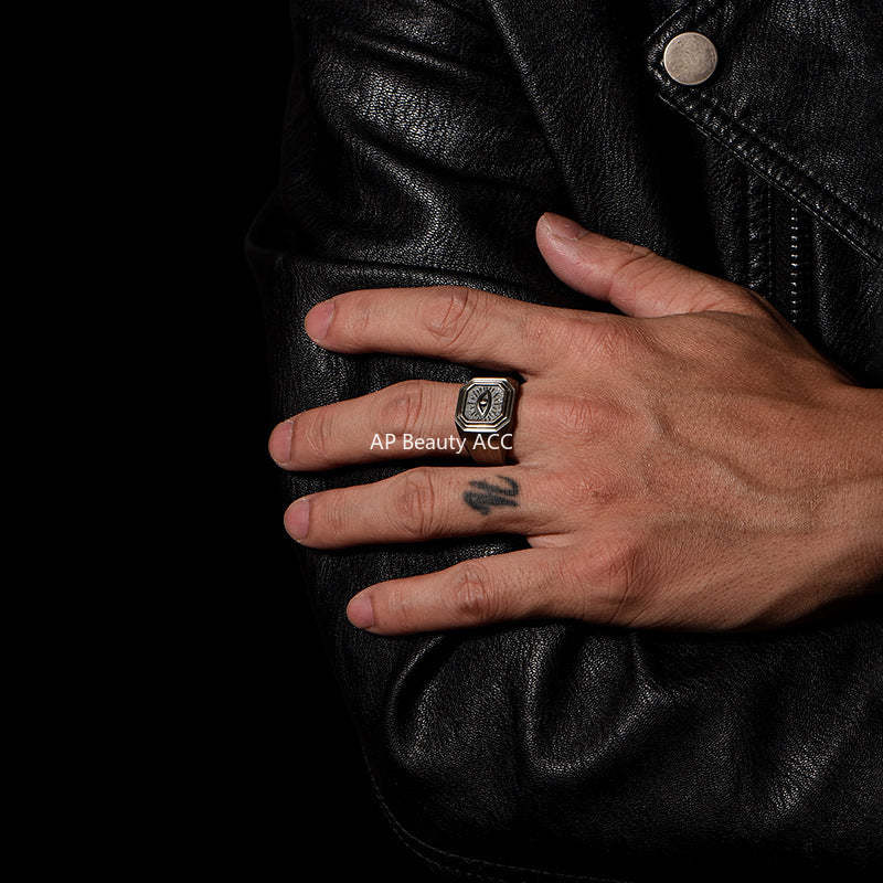 G관 - 악마의 눈 빈티지 실버색 샌딩 반지 [J2688] 25.11-4