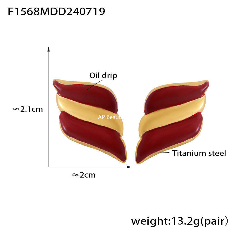 D관 - 스테인리스 스틸 투톤 오일 코팅 귀걸이 [F346-F1070-F1568] 25.06-4