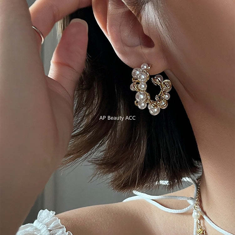 A관 - 진주 C형 디자인 스터드 귀걸이 [EH-4142] 25.12-2