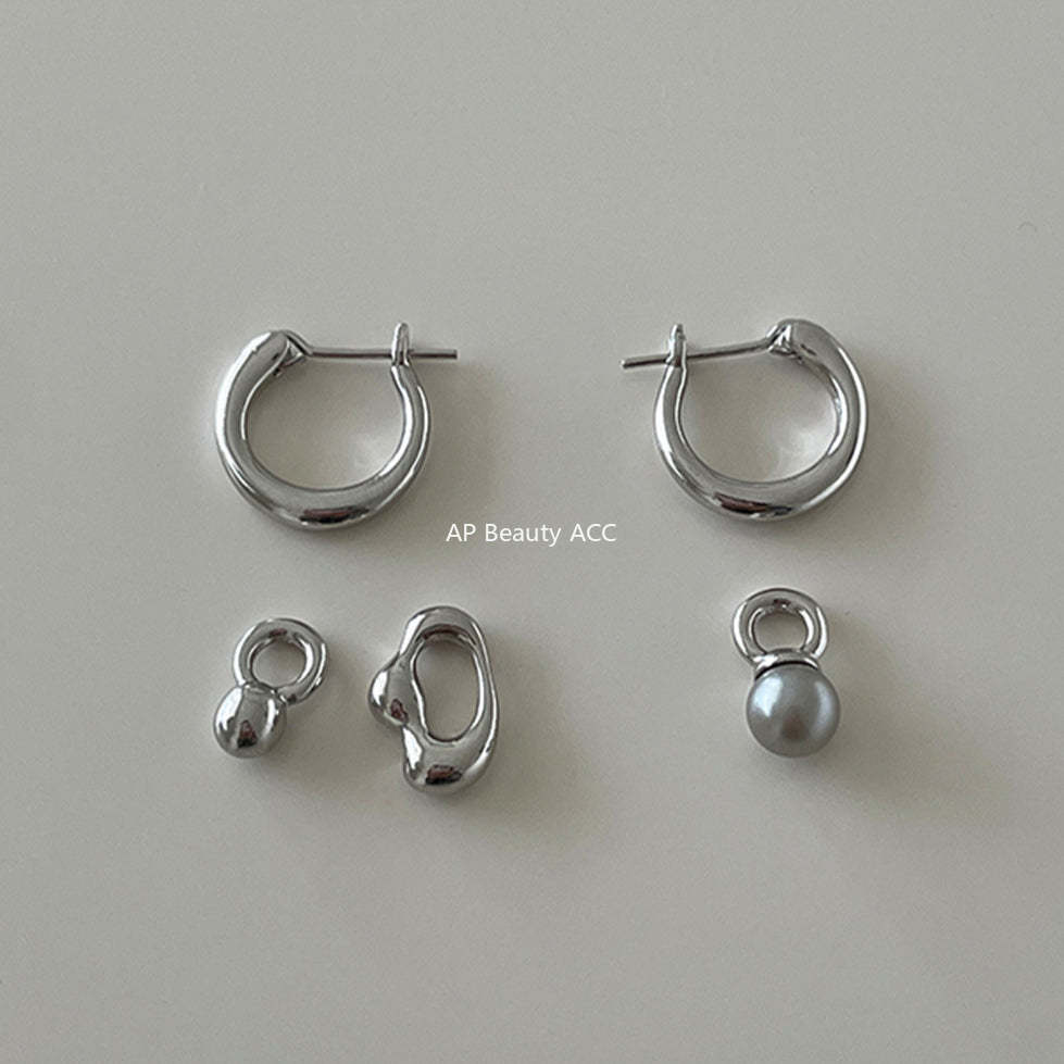 A관 - 비대칭 진주 디자인 925 은침 귀걸이 [EH-3763] 25.08-2