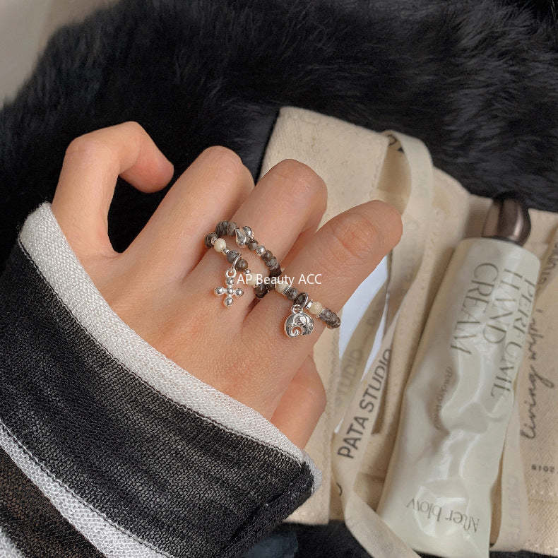 A관 - 클로버 십자가 하트 코끼리 미니 펜던트 925실버 비즈 반지 [RC] 25.11-4