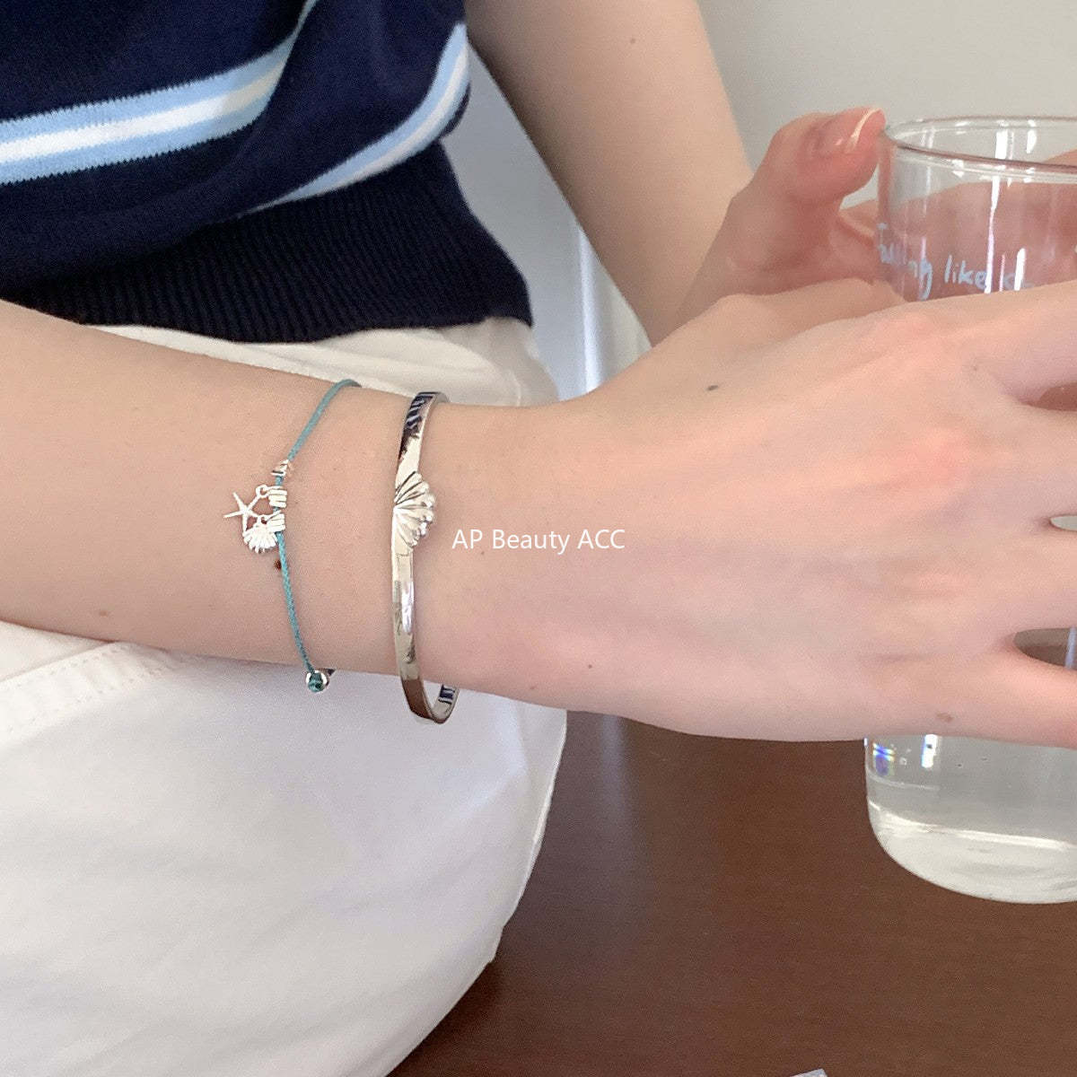 A관 - 불가사리 조개 925 실버 스트랩 팔찌 [SL-488] 25.12-1