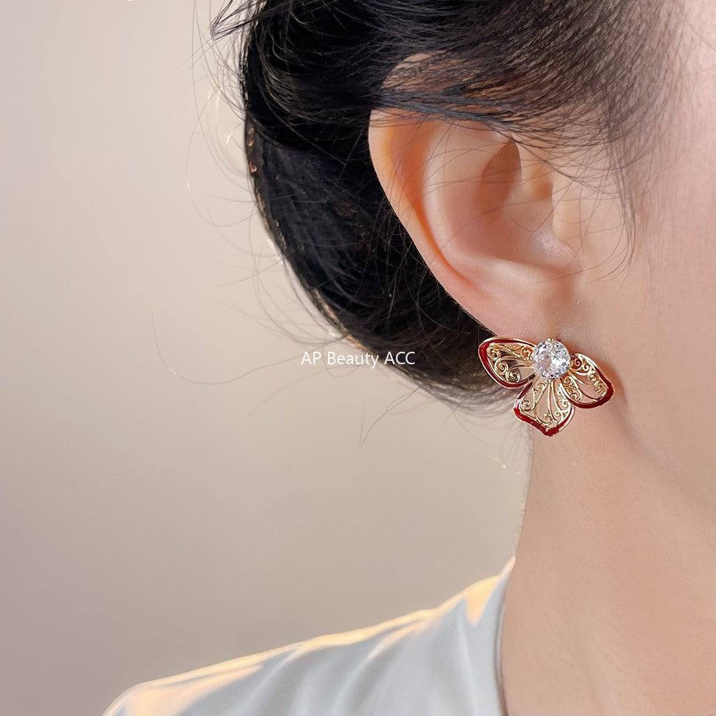 C관 - 미니 큐빅 925 은침 핸드페인팅 플라워 귀걸이 [7071] 25.11-2