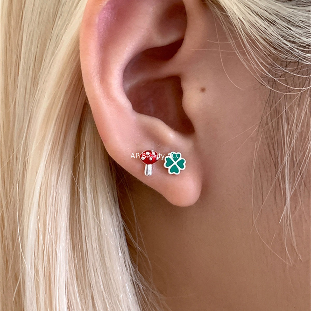 A관 - 925 은침 클로버 버섯 디자인 귀걸이 [EH-4232] 25.10-3