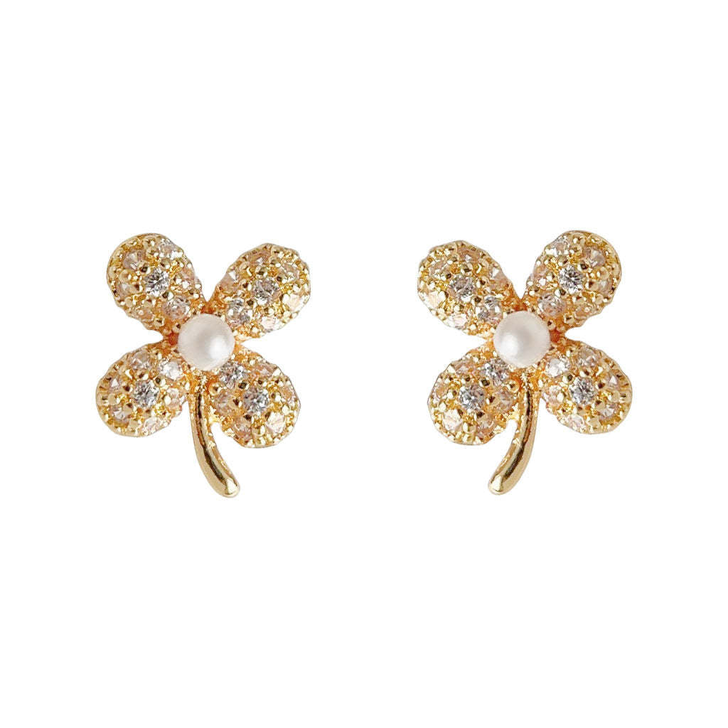 C관 - 미세 큐빅 꽃 모양 14K 도금 미니멀한 디자인 귀걸이 [3575] 24.01-2