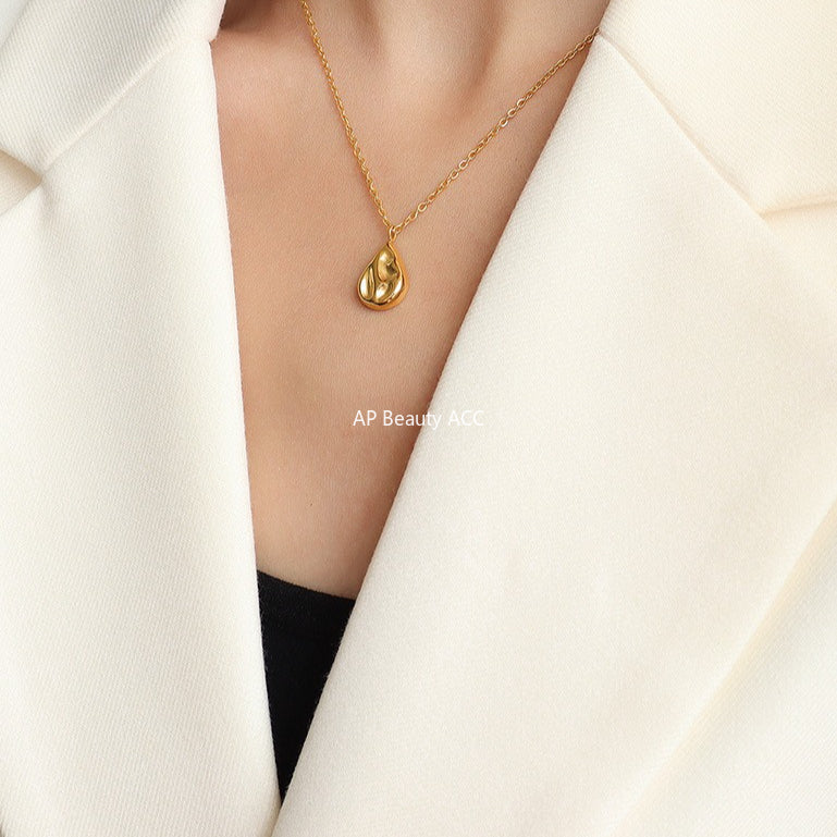D관 - 티타늄 스틸 비정형 물방울 모양 펜던트 목걸이 [P1012] 25.11-2