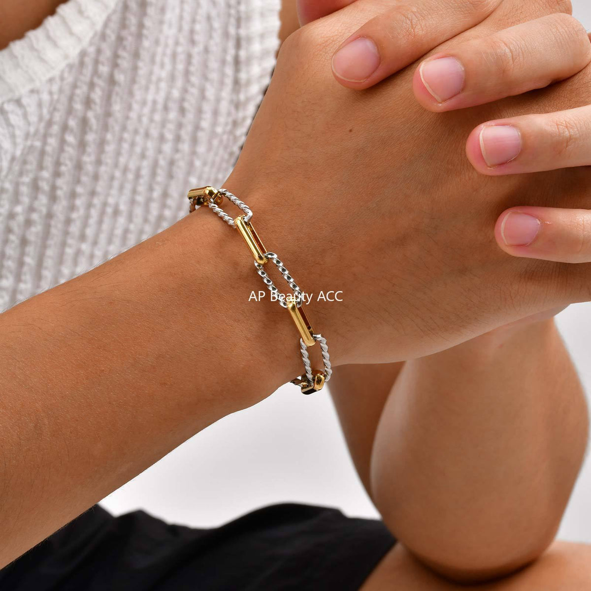 G관 - 스테인리스 스틸 핸드메이드 체인 팔찌 [BR-1705] 25.10-5