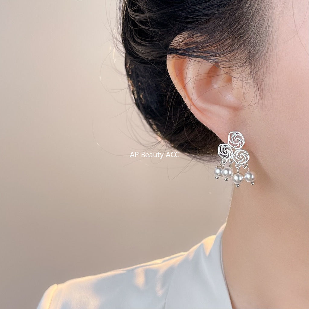 C관 - 925 은침 문양 진주 핸드메이드 귀걸이 [7058] 25.11-2