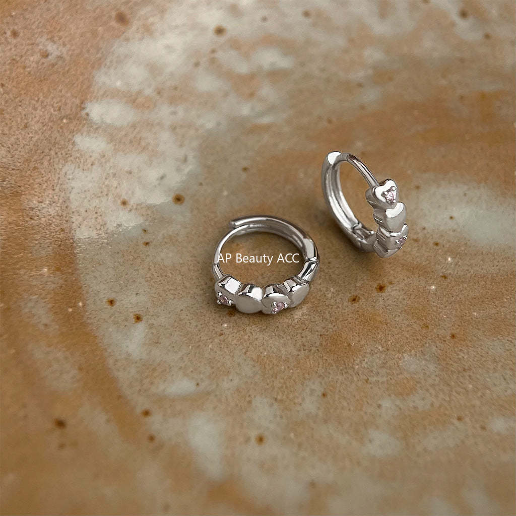 C관 - 심플 하트 큐빅 귀걸이 [5532] 25.02-2