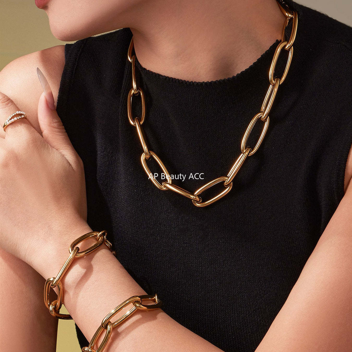 D관 - 체인 디자인 스테인리스 스틸 목걸이 팔찌 [TXP468-TXE468] 25.11-3