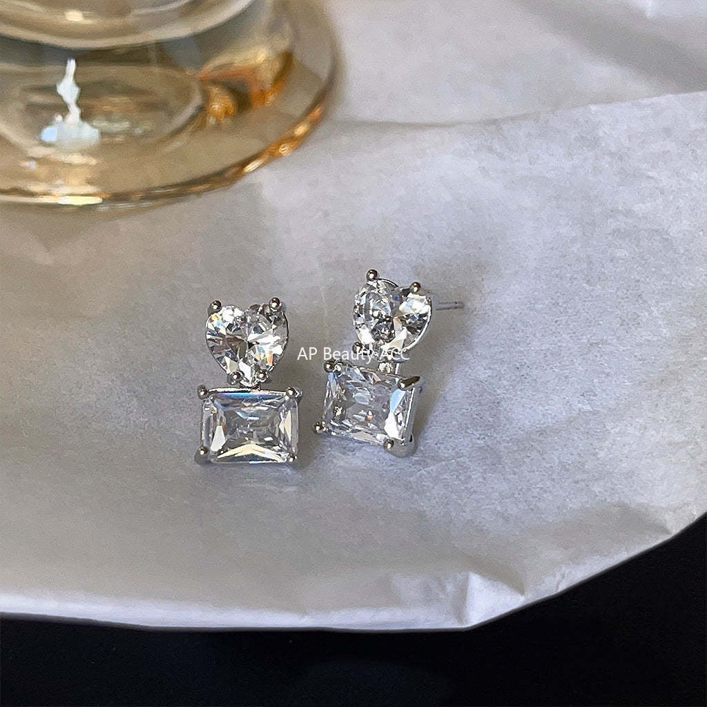 C관 - 고급스러운 미니 큐빅 하트 디자인 은침 귀걸이 [A893] 24.04-1