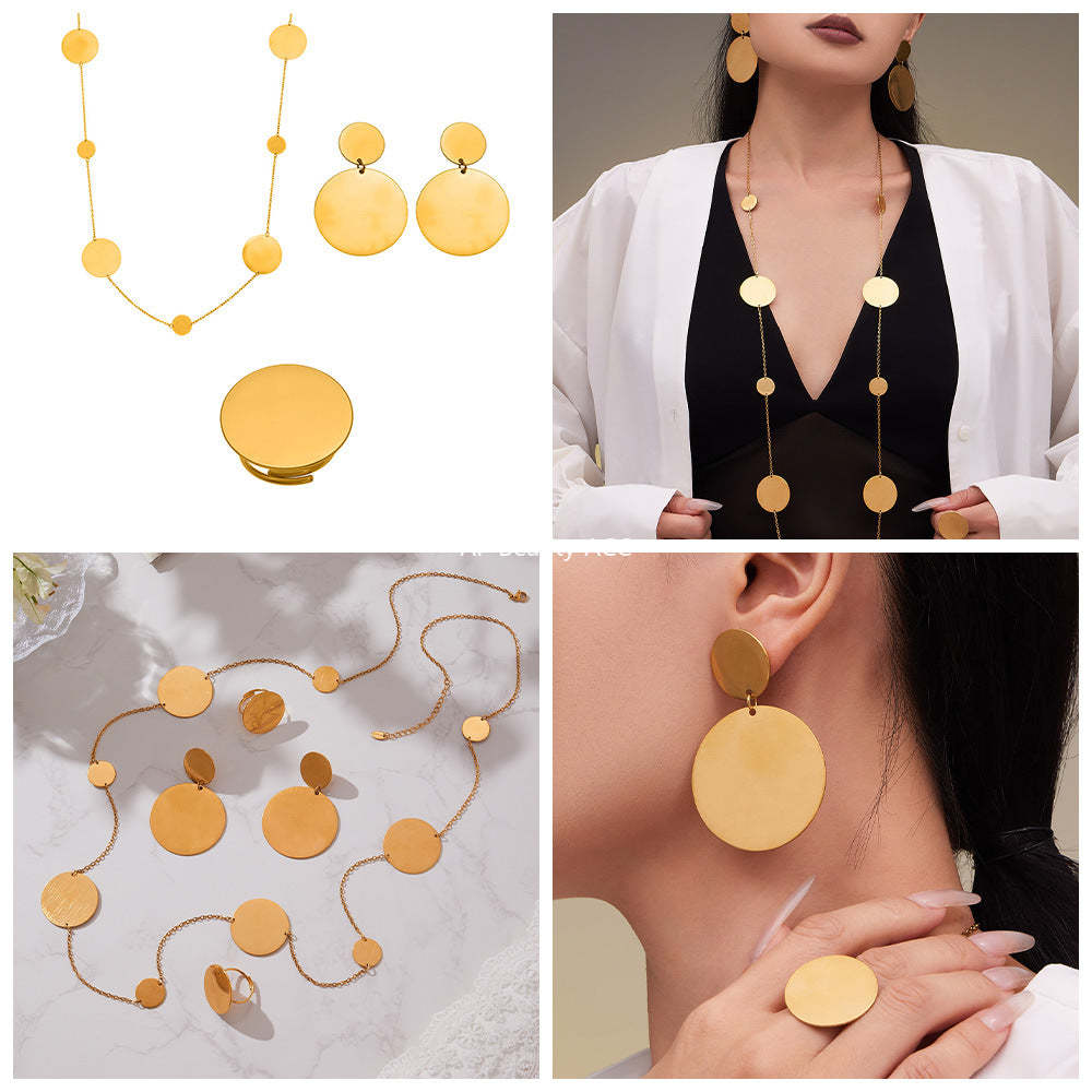 D관 - 스테인리스 18K 도금 원형 링 목걸이 귀걸이 반지 [TXP458] 25.10-5