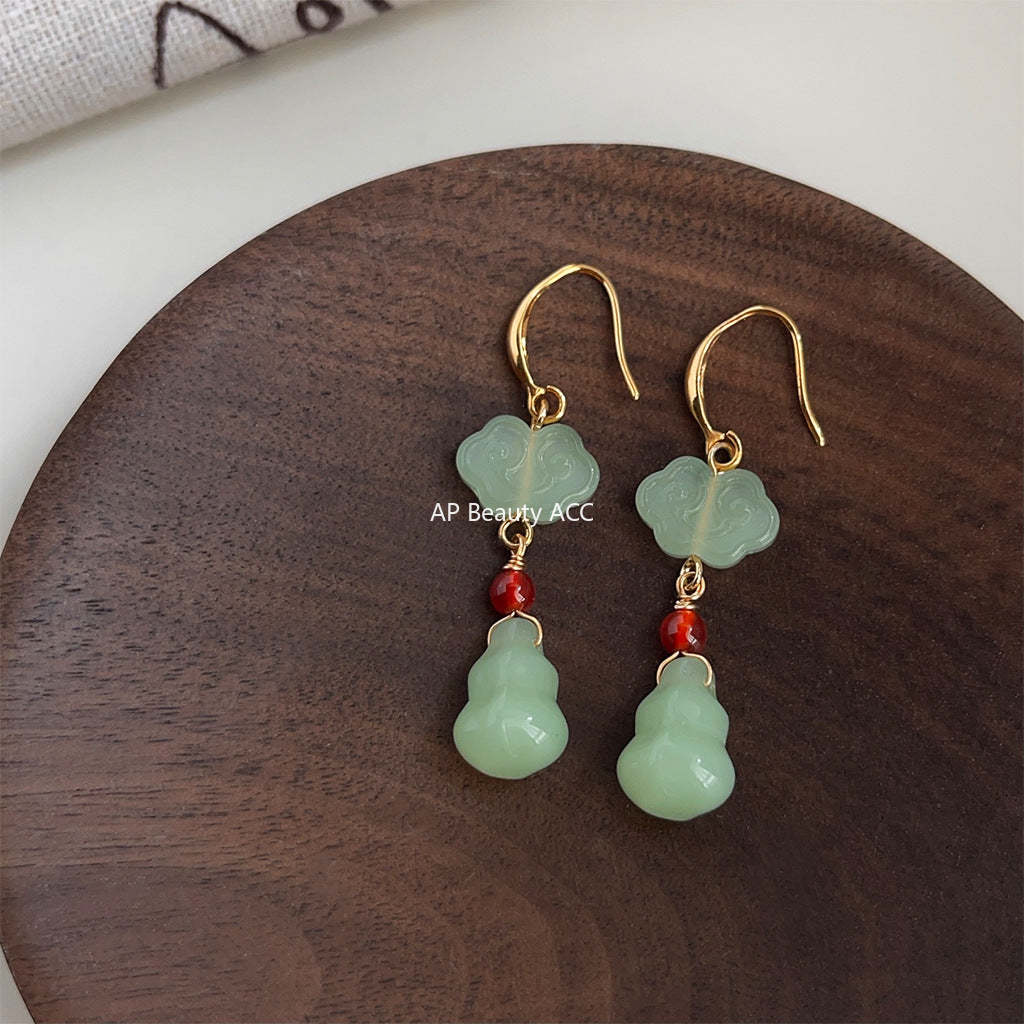 C관 - 14K 도금 복고풍 기하학적 클로버 핸드메이드 귀걸이 [4085] 24.05-3