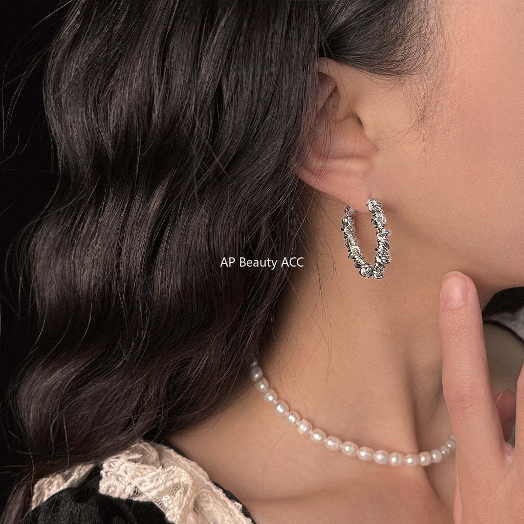 C관 - 14K 도금 링 디자인 은침 귀걸이 [5719-5720] 25.03-3