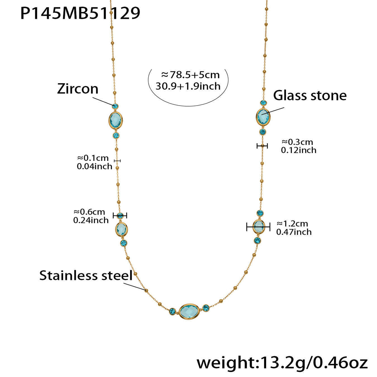 D관 - 스테인리스 스틸 타원형 컷팅 글라스 스톤 18K도금 목걸이 팔찌 귀걸이 [TXP506] 25.12-1