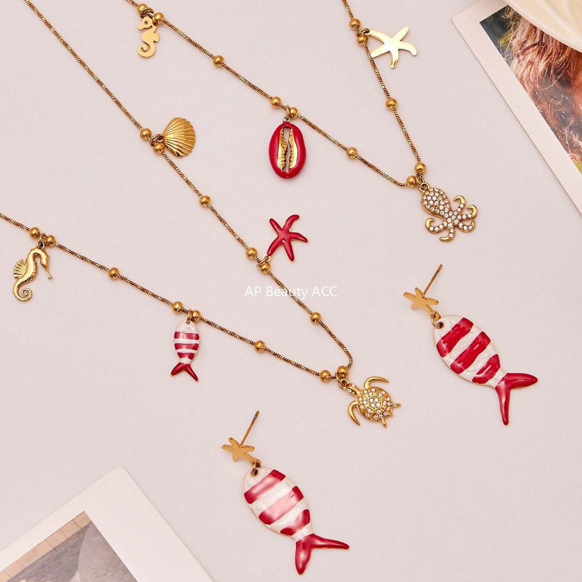 D관 - 스테인리스 스틸 문어 물고기 큐빅 펜던트 목걸이 팔찌 귀걸이 [TXP441] 25.10-4