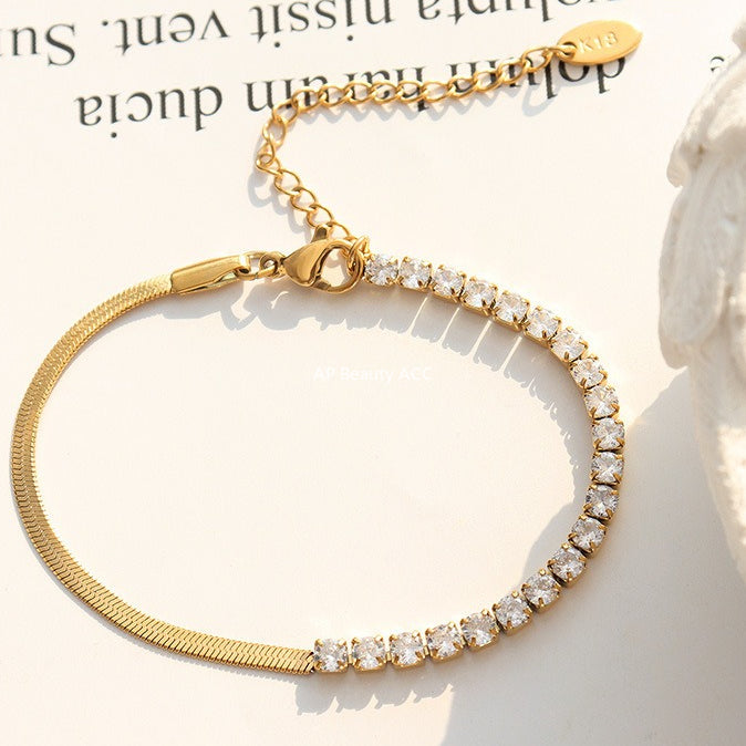 D관 - 티타늄 스틸 큐빅 블레이드 체인 목걸이 팔찌 [P281-E326] 25.11-2