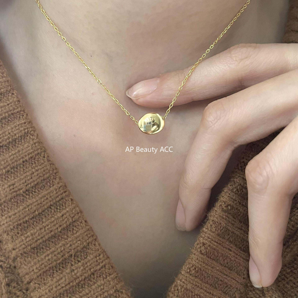 F관 - 925 실버 원형 볼 펜던트 체인 목걸이 [B1002] 25.12-1