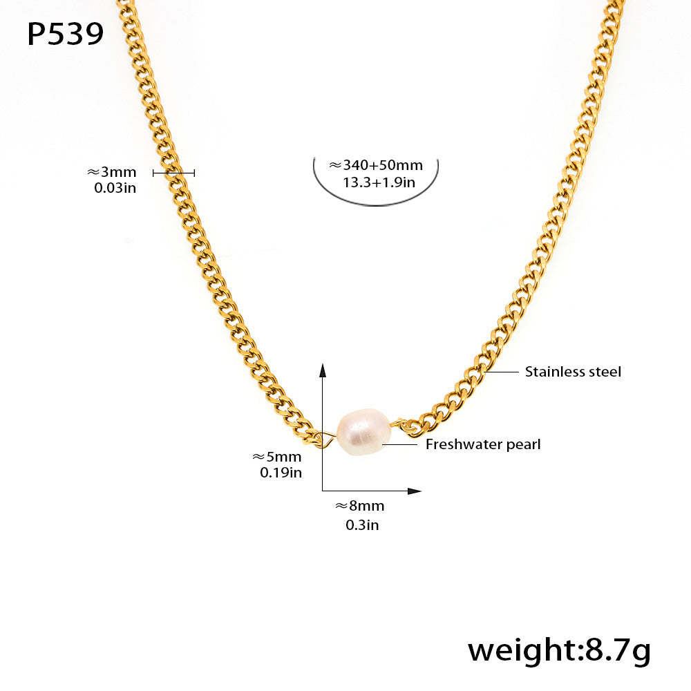 D관 - 진주 스테인리스 스틸 18K 도금 목걸이 귀걸이 [P539-F340] 25.03-4