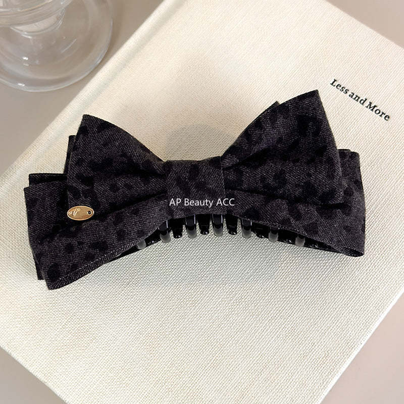 E관 - 레오파드 패턴 프린팅 리본 바나나 집게핀 [27748] 25.12-1