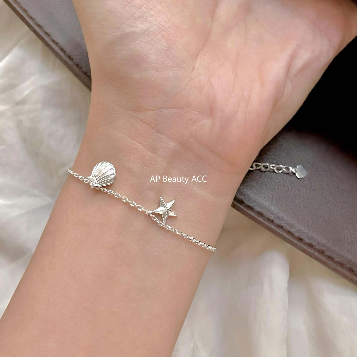 F관 - 925 실버 불가사리 조개 펜던트 팔찌 [A393] 25.11-3