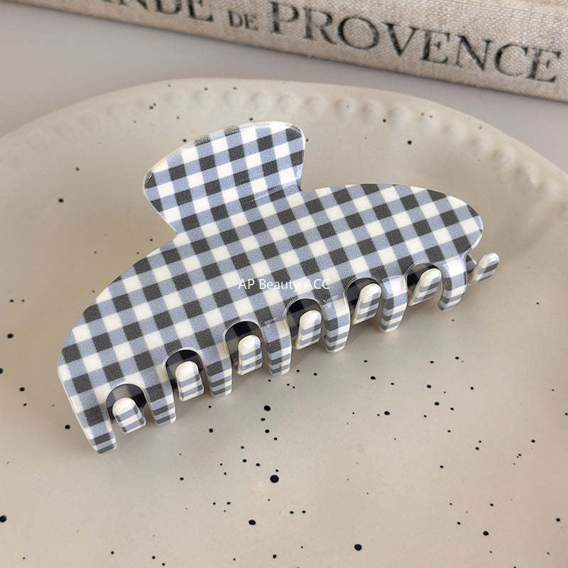 E관 - 아세테이트 체크무늬 심플 스타일 집게핀 [27612] 25.10-5