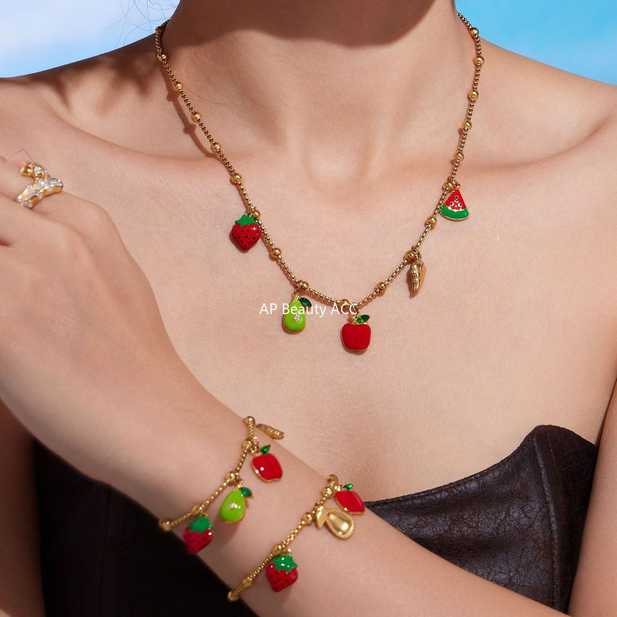 D관 - 스테인리스 스틸 과일 큐빅 펜던트 목걸이 팔찌 발찌 [TXP416] 25.10-1