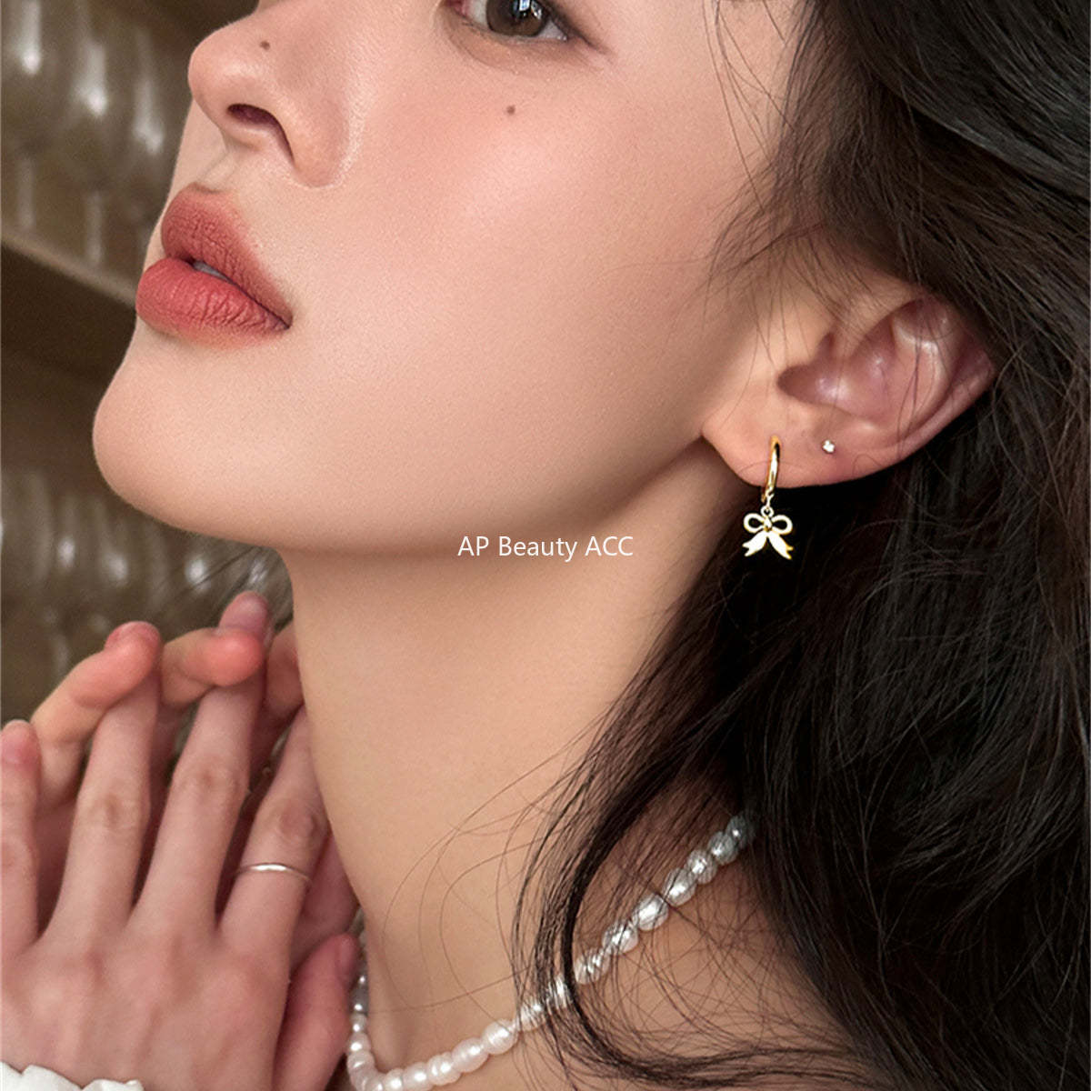 A관 - 리본 펜던트 디자인 925 은침 귀걸이 [EH-3695] 25.08-2