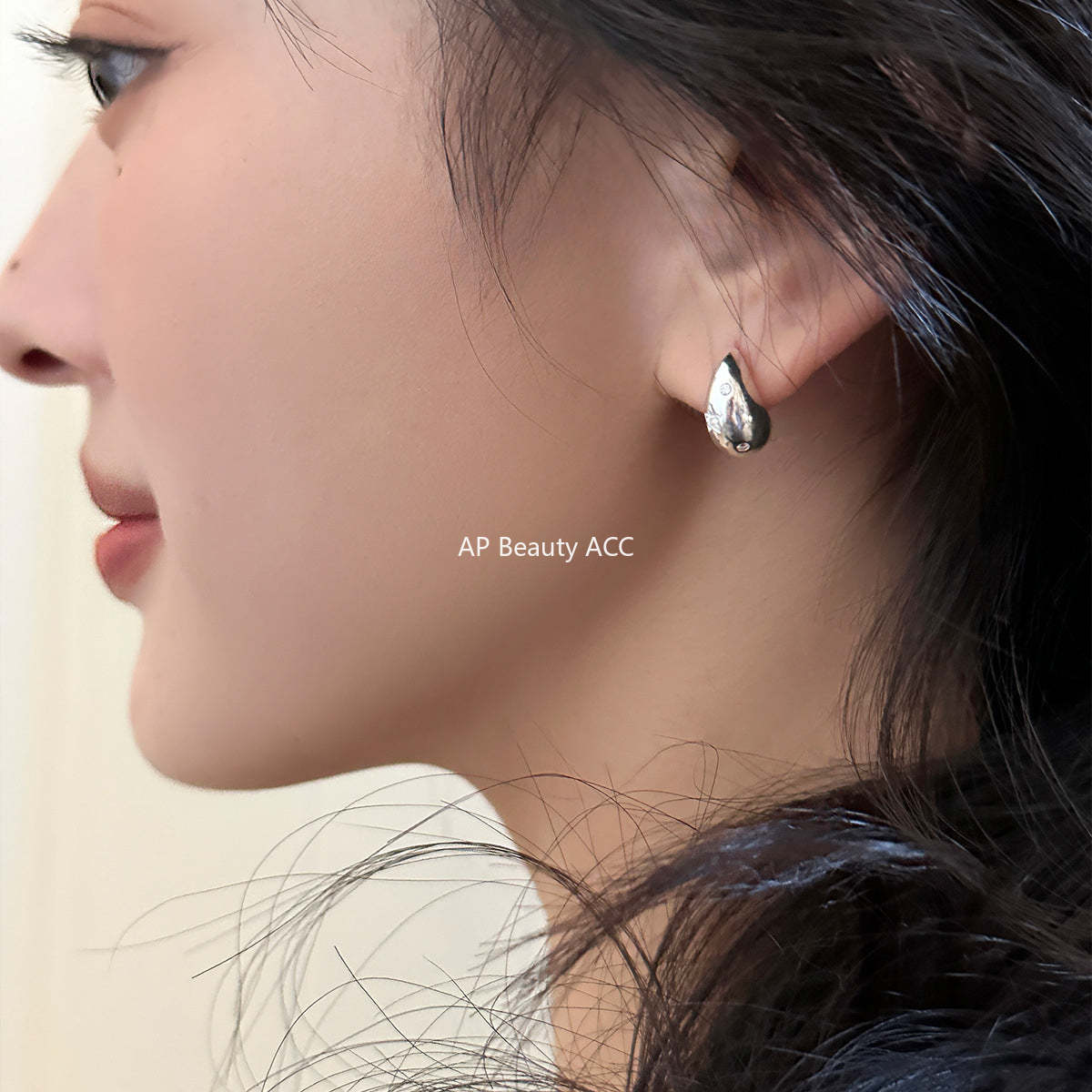 A관 - 물방울 디자인 큐빅 은침 귀걸이 [EH-3570] 25.04-4