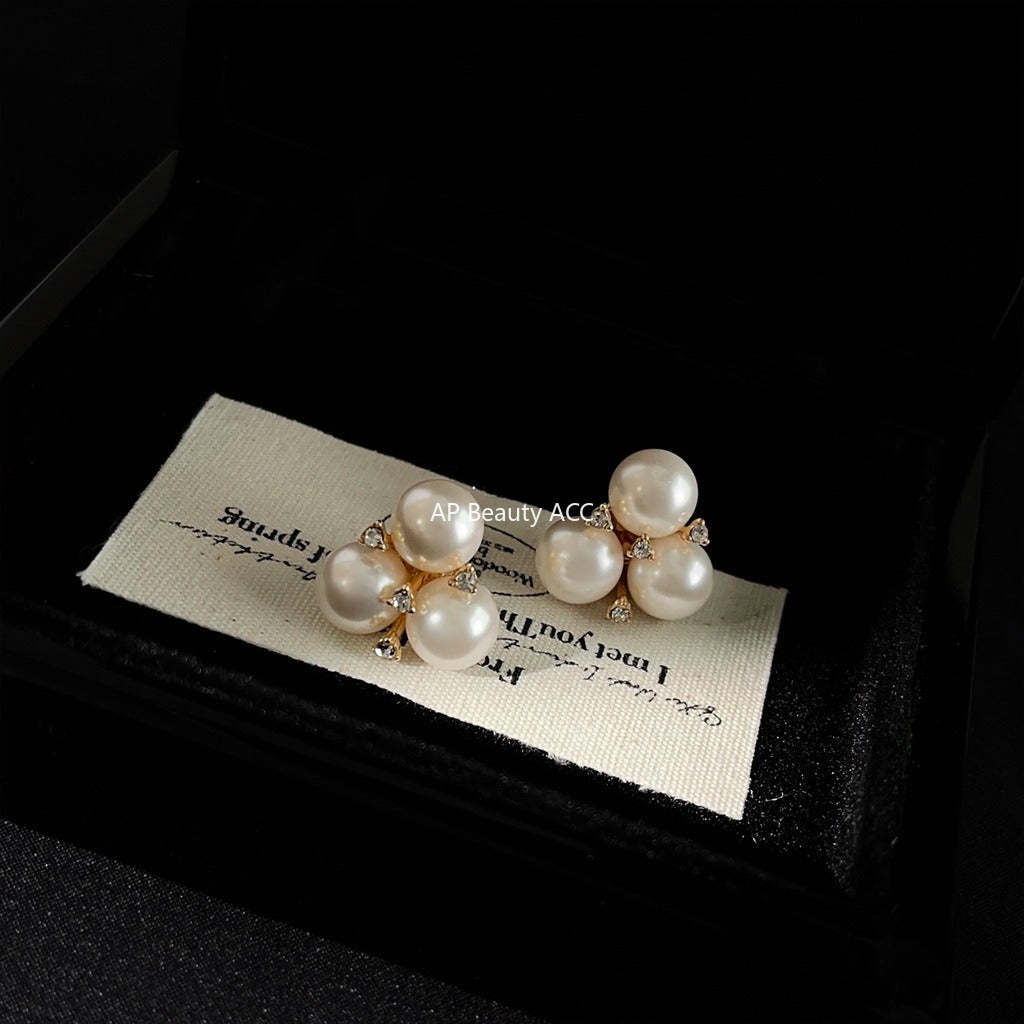 C관 - 고급스러운 14K 도금 유리 진주 귀걸이 [3593] 24.01-4