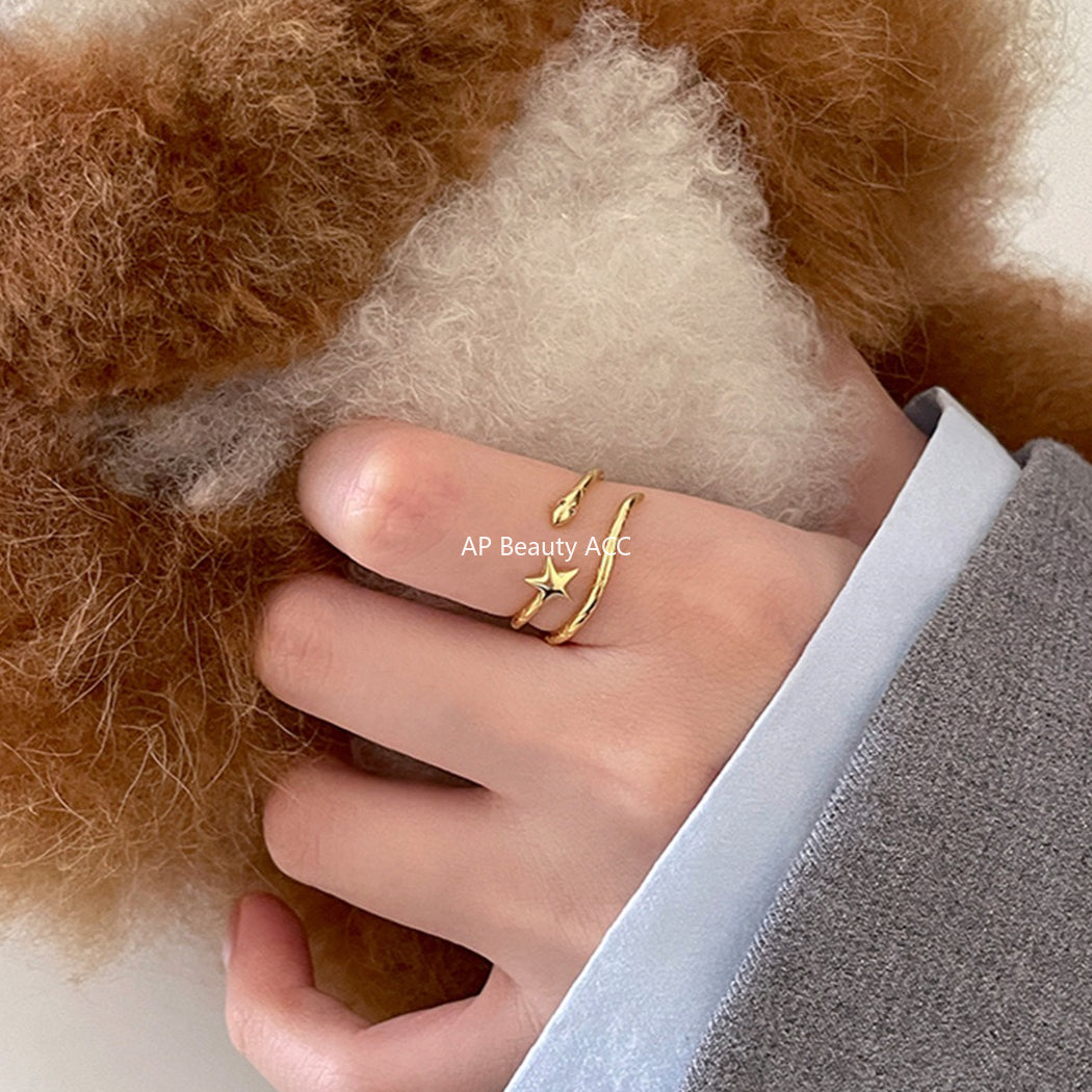 A관 - 925 실버 별 뱀 디자인 오픈형 반지 [JZ-0718] 25.10-3