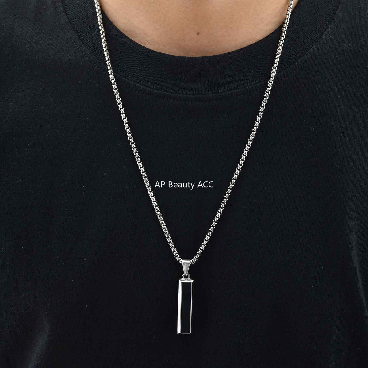 G관 - 스테인리스 오닉스 마노 터키석 펜던트 목걸이 [PN-2221] 25.11-1