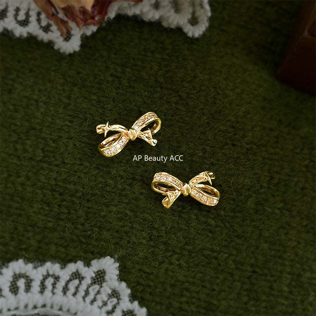 C관 - 925 은침 별 리본 큐빅 귀걸이 [7255] 25.12-3