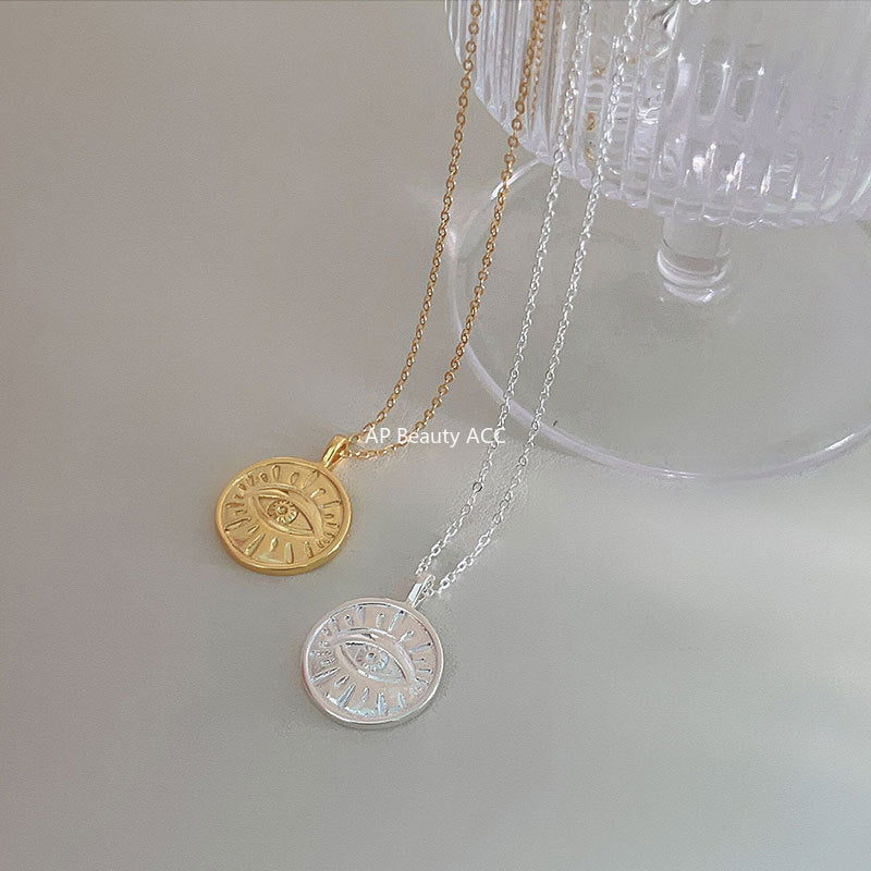 F관 - 925 실버 원형 눈 펜던트 목걸이 [B514] 25.10-1