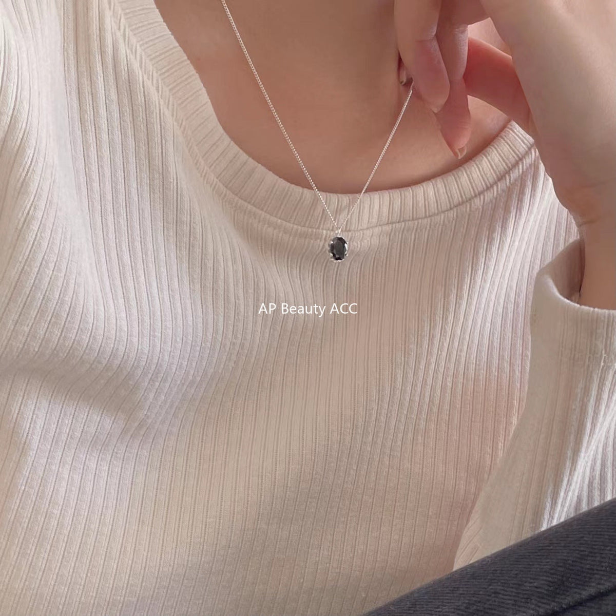 F관 - 925 실버 블랙 원형 큐빅 펜던트 목걸이 [B1083] 25.11-2