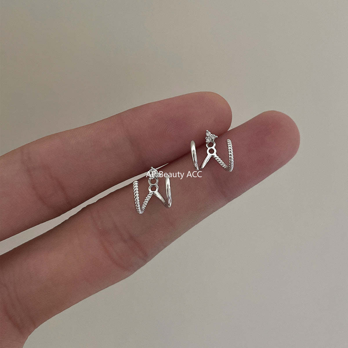 A관 - 삼각 갈고리 모양 큐빅 925 은침 귀걸이 [EH-4289] 25.12-1